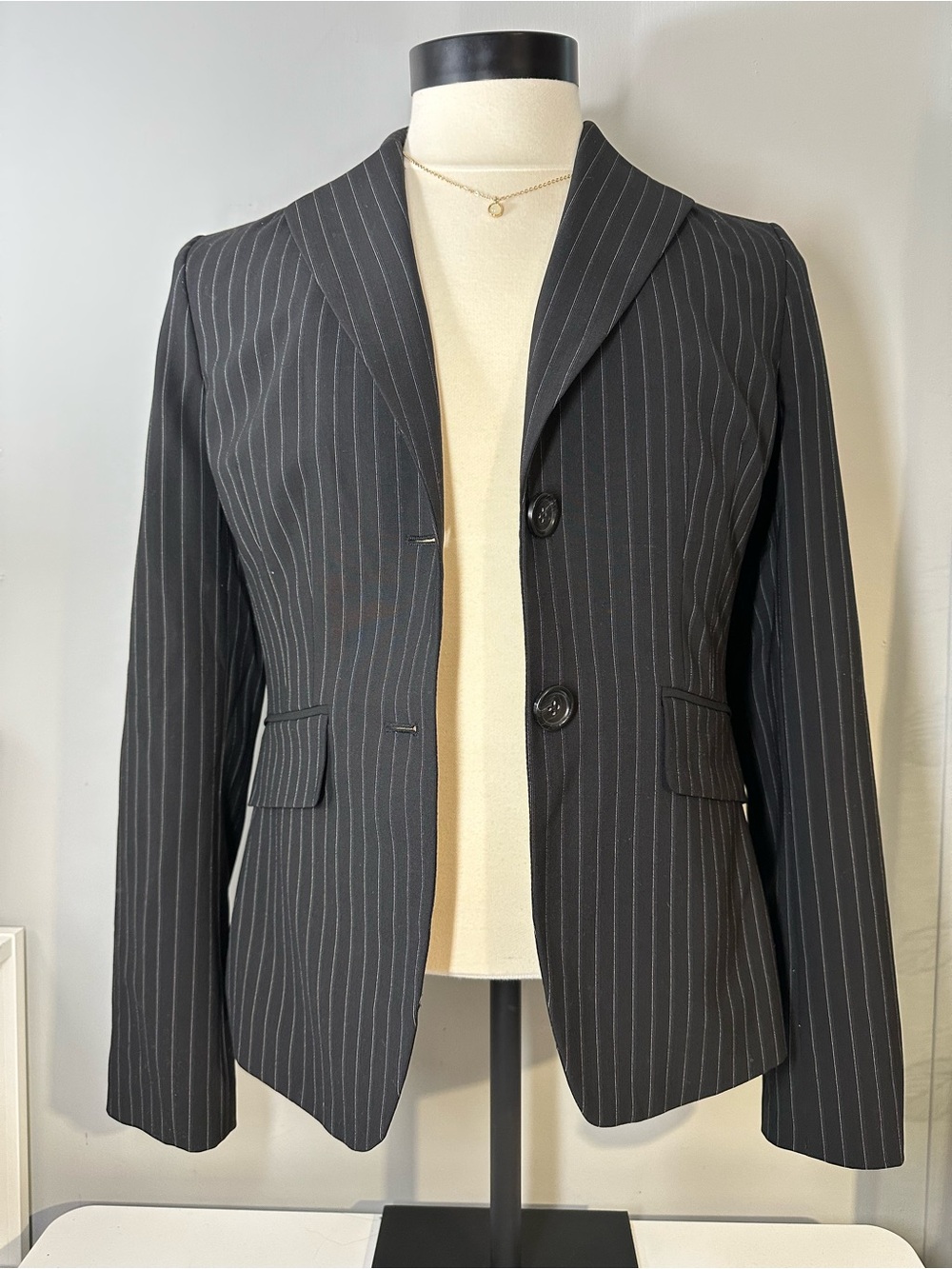 Ann Taylor Virgin Wool Pinstripe Two-Button Blazer